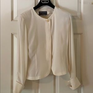 Cream button down dress top